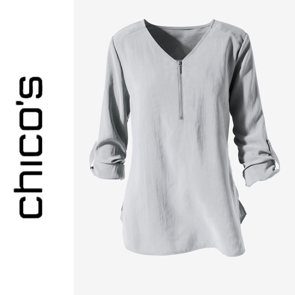 Chico's Tops - Chico's Silky Chic Zip Front Pullover Sz 3 XL/16